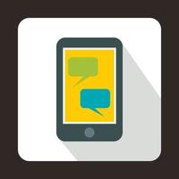 Smartphone with blank speech bubbles icon vector