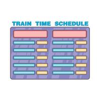 Schedule time of trains icon, cartoon style vector