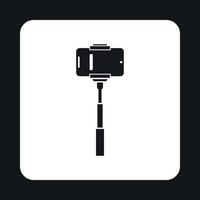 Smartphone on a selfie stick icon, simple style vector