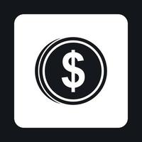 Coin dollar icon, simple style vector