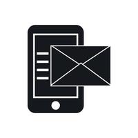 Smartphone with envelope icon, simple style vector