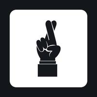 Fingers crossed icon, simple style vector