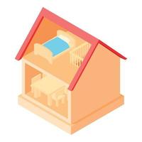 Toy house interior icon, cartoon style vector