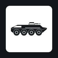 Armoured troop carrier wheeled icon, simple style vector