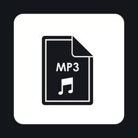 icono de archivo mp3, estilo simple vector