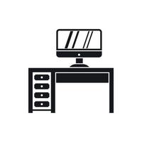 Computer desk, workplace icon, simple style vector