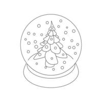 icono de árbol de abeto de bola de cristal de nieve, estilo de esquema vector