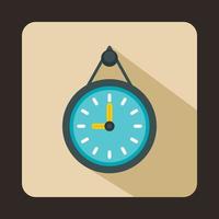 Wall office clock icon, flat style vector