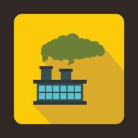 Factory building with smoking pipes icon vector