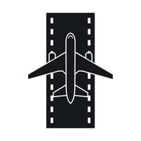 Airplane on the runway icon, simple style vector