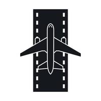 Airplane on the runway icon, simple style vector