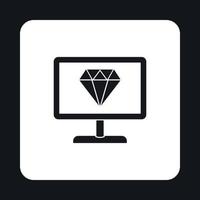 monitor de computadora con un icono de diamante vector
