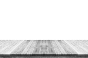 Empty white wooden table top isolated on white background photo