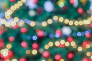 Abstract blurred christmas tree with bokeh light background photo