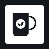 Mug with tea icon, simple style vector