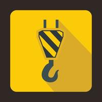 Lifting crane hook icon, flat style vector