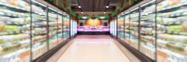 supermarket grocery store aisle and shelves blurred background photo