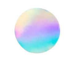 Blank round adhesive holographic foil sticker label isolated on white background photo