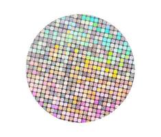 Blank round adhesive holographic foil sticker label isolated on white background photo