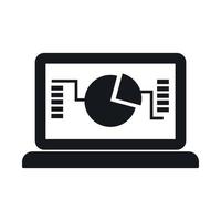 Laptop with business graph icon, simple style vector