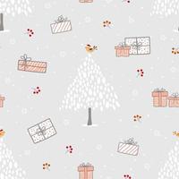Winter holiday seamless pattern,celebrate theme with cute hand drawn gift boxes on grey background vector