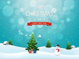 Merry Christmas and Happy new year greeting card ,celebrate theme on blue background for happy holiday vector