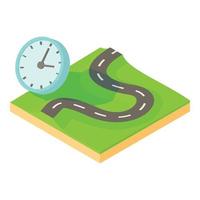 Time of route icon, cartoon style vector