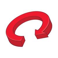 Red arrow recycling icon, cartoon style vector
