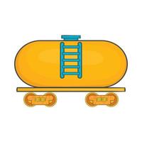 Tanker trailer on train icon, cartoon style vector