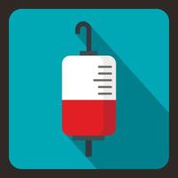 Package for blood transfusion icon, flat style vector