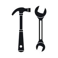 Hammer and wrench icon, simple style vector