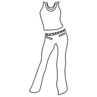 icono de traje de pantalón de mujer, estilo de esquema vector