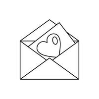 Envelope with heart icon, outline style vector