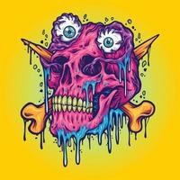 vector de ilustraciones de cabeza de cráneo de globo ocular zombi para su logotipo de trabajo, camiseta de mercadería de mascota, diseños de pegatinas y etiquetas, afiche, tarjetas de felicitación que anuncian empresas comerciales o marcas.