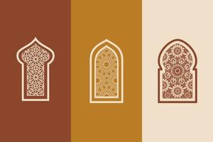 Islamic arabian oriental style windows, doors, and arches poster set mid century vector image. Moroccan contemporary abstract geometric.