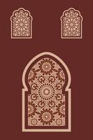 Islamic arabian oriental style windows, doors, and arches poster set mid century vector image. Moroccan contemporary abstract geometric.