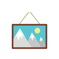 Picture hanging an wall icon, flat style vector