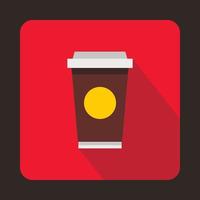 Coffee in take away cup icon, flat style vector