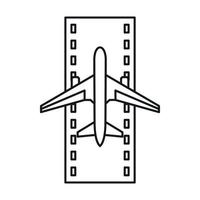 Airstrip with airplane icon, outline style vector