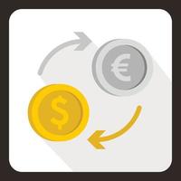 Money exchange icon, flat style vector