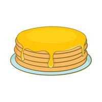 Pancakes with honey icon, cartoon style vector