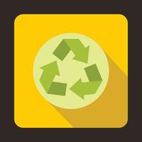 Recycle symbol icon, flat style vector