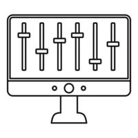 icono de monitor de ecualizador, estilo de contorno vector