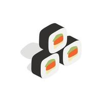 Korean food kimbap icon, isometric 3d style vector