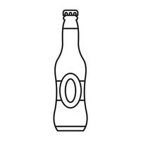 icono de botella de cerveza, estilo de esquema vector