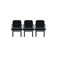 sillas en el icono de la sala de salidas, estilo simple vector