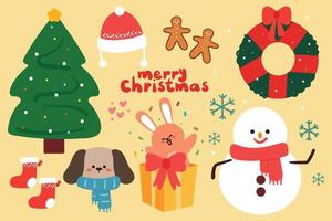 cute christmas sticker set vector