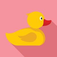 icono de pato de baño amarillo, estilo plano vector