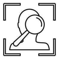 Search face scan icon, outline style vector