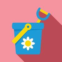 Toy bucket shovel icon, flat style vector